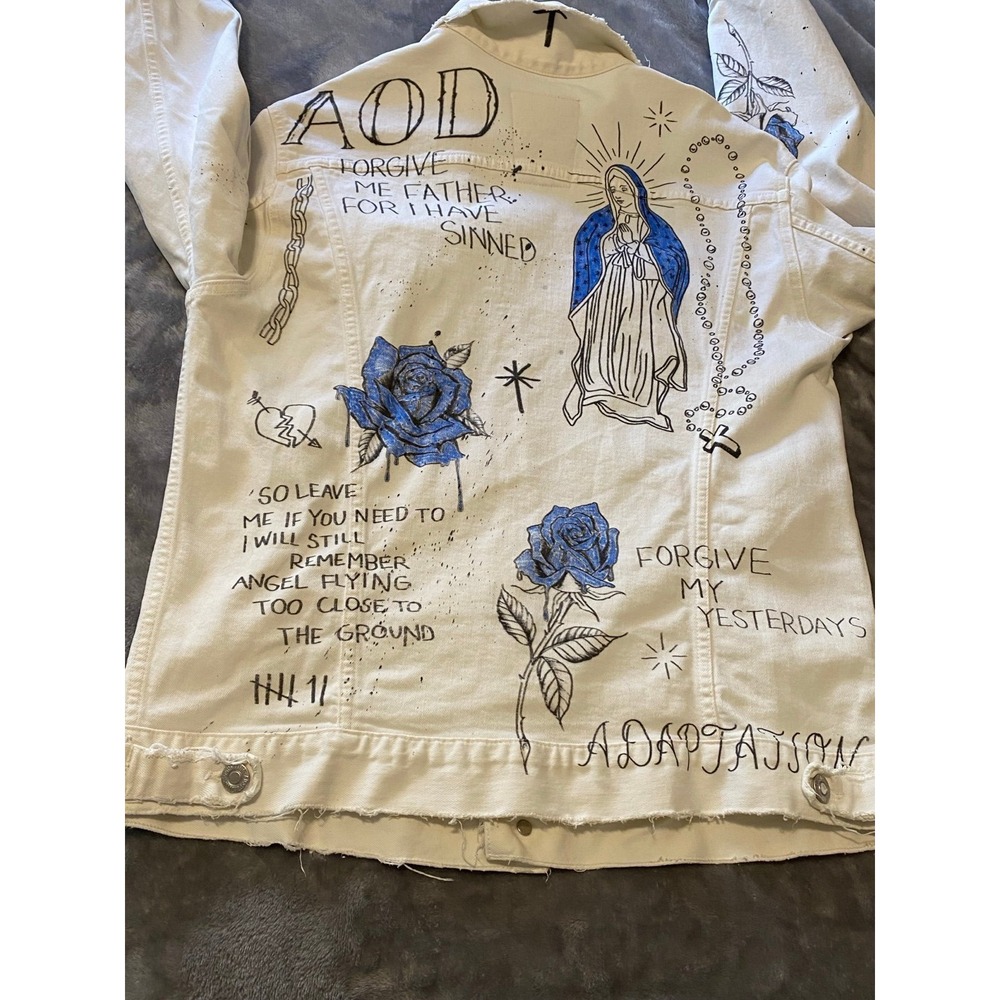 Adaptation Jacket Denim Graphic Print Medium Art To Wear AOD Post LA Y2K s39